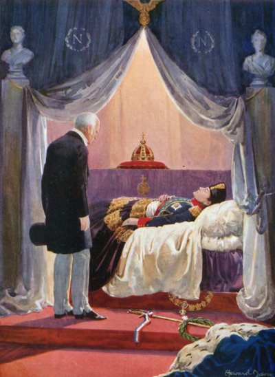 Książę Wellington odwiedzający wizerunek Napoleona (kolor lito) autorstwa Howard Davie