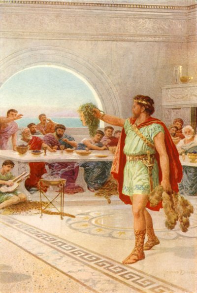 „Wtedy Perseusz trzymał wysoko głowę Gorgona” (kolor lito) autorstwa Howard Davie