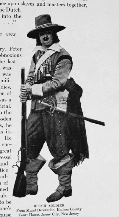 Holenderski żołnierz, z dekoracji ściennej w gmachu sądu hrabstwa Hudson, Jersey City, New Jersey autorstwa Howard Pyle