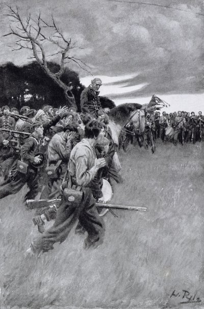 Jego armia zerwała się i poszła za nim, płacząc i szlochając", ilustracja z "General Lee as I Knew Him" autorstwa A.R.H. Ransona, opublikowana w Harper