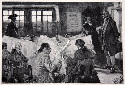 W czytelni nowojorskiej kawiarni autorstwa Howard Pyle