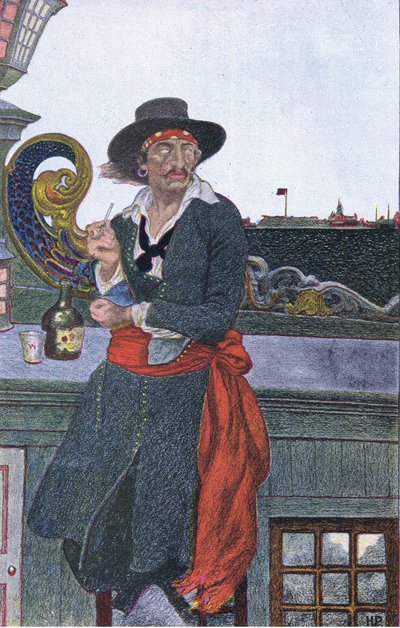 Kidd na pokładzie Galery Przygód, z Księgi piratów Howarda Pylesa wydanej przez Harper & Bros, 1921 autorstwa Howard Pyle