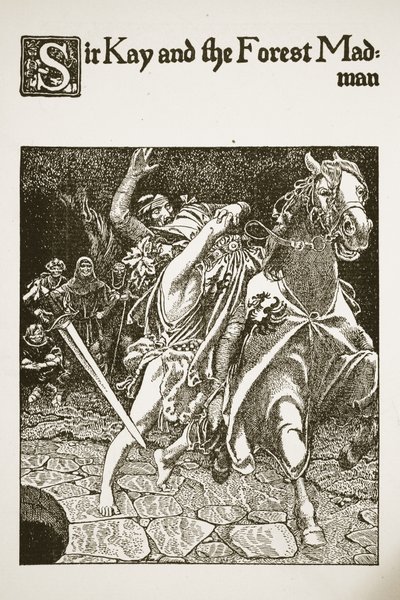 Sir Kay and the Forest Madman, ilustracja z „Historii mistrzów Okrągłego Stołu” autorstwa Howard Pyle