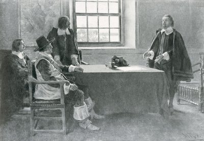 Sir William Berkeley Poddanie się komisarzom Wspólnoty Narodów, ilustracja z „In Washington