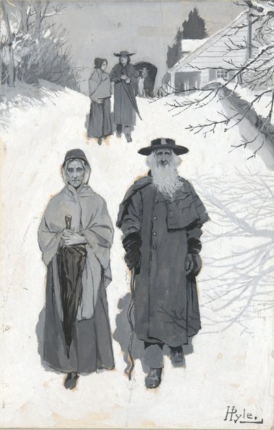 Dunkers - Idąc na spotkanie, rysunek ilustracji opublikowanej w Harper autorstwa Howard Pyle