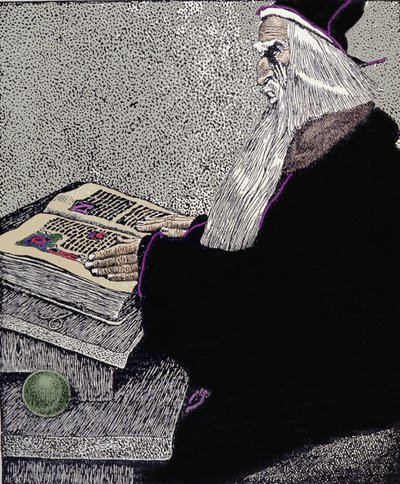 Magik Merlin. Ilustracja Howarda Pyle