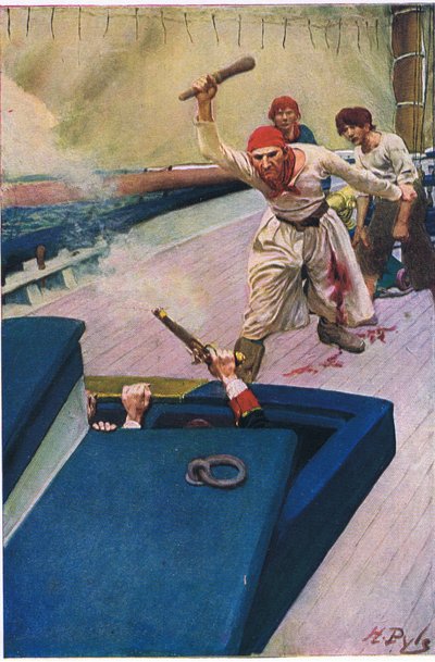 Prawdziwa walka zaczęła się od Howarda Pylesa Book of Pirates wydanego przez Harper & Bros, 1921 autorstwa Howard Pyle