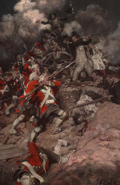 Wdrapali się na parapet i z impetem wpadli na Brytyjczyków. autorstwa Howard Pyle
