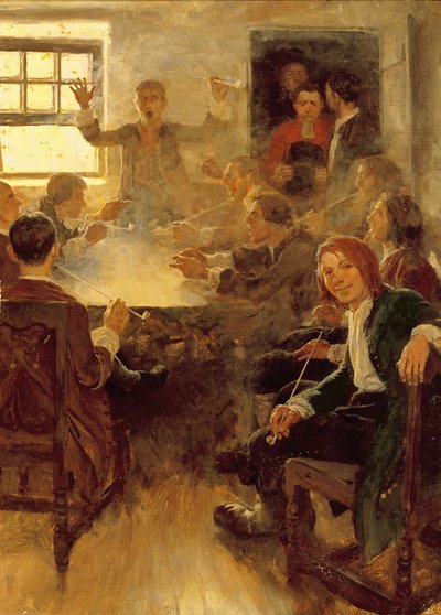 Życie licencjackie w 1679 r., z „Życia licencjackiego na Harvardzie” Edwarda S. Martina, opublikowanego w Scribner