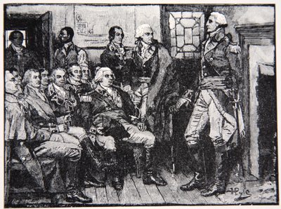 Waszyngton i jego generałowie na naradzie, 15 marca 1783, ilustracja z Harper
