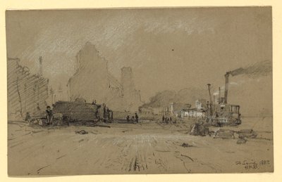 Rysunek, Na Missisipi w St. Louis, 1887 r. autorstwa Howard Russell Butler
