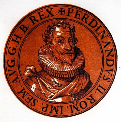 Medalion portret Ferdynanda II, Świętego Cesarza Rzymskiego autorstwa Hubert (after) Goltzius