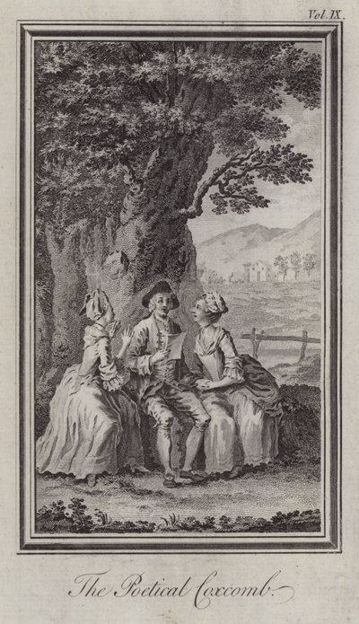 Poetycki Coxcomb (rycina) autorstwa Hubert (after) Gravelot