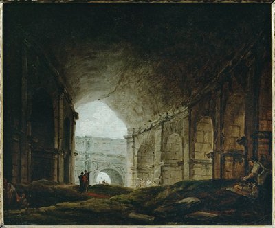 Wnętrze Koloseum, Rzym ... autorstwa Hubert (circle of) Robert