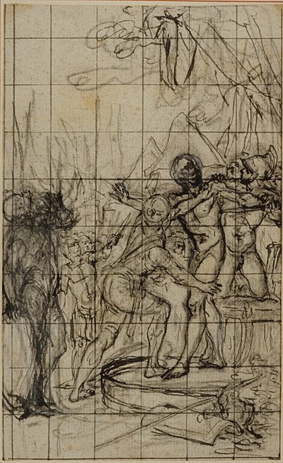Powiększone studium ilustracji w Tacitus "Tiberius, or The Six First Books of Annals", Księga 1, tom 1. autorstwa Hubert Francois Gravelot