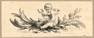 Nadruk, końcówka, Putto z łopatą autorstwa Hubert Francois Gravelot