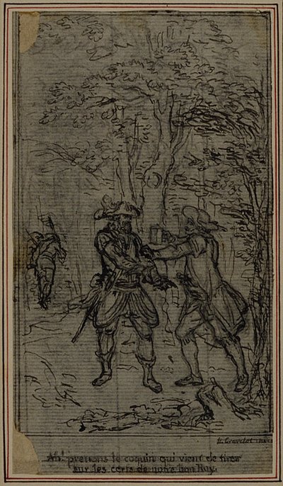 Studium do winiety-frontispiece z "La Partie de Chasse de Henri IV" Colle