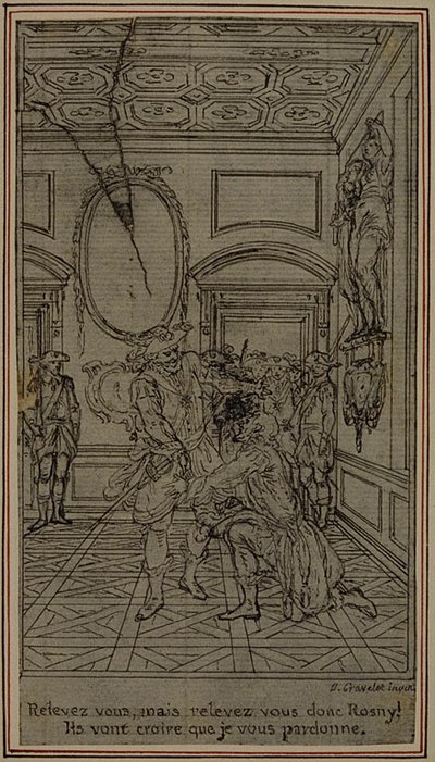Studium do winiety-frontispiece z "La Partie de Chasse de Henri IV" Colle