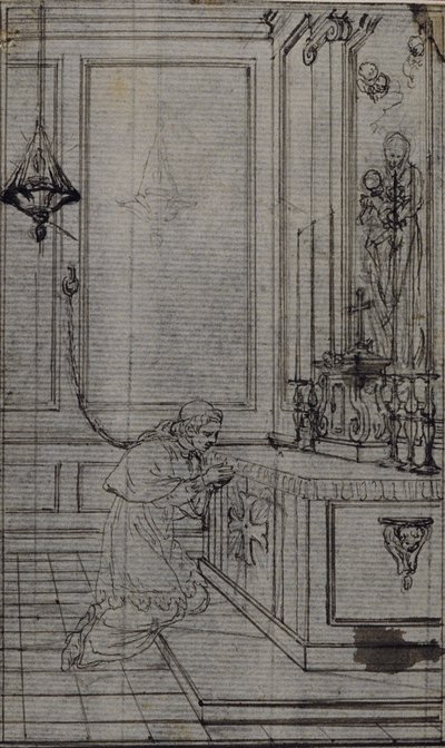Studium do winiety w "Vie du Venerable don Juan de Palafox" Abbé Dinouarta, s. 256. autorstwa Hubert Francois Gravelot