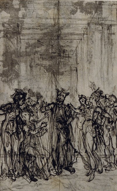 Studium do winiety w "Contes Moraux" Jeana François Marmontela autorstwa Hubert Francois Gravelot