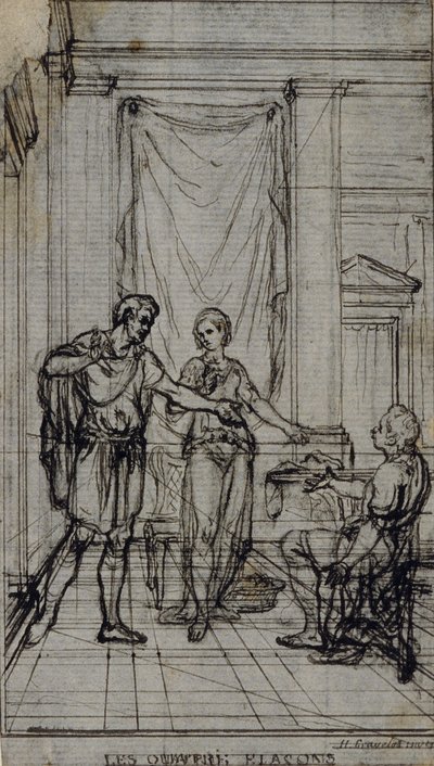 Studium do winiety w "Contes Moraux" Jeana François Marmontela autorstwa Hubert Francois Gravelot