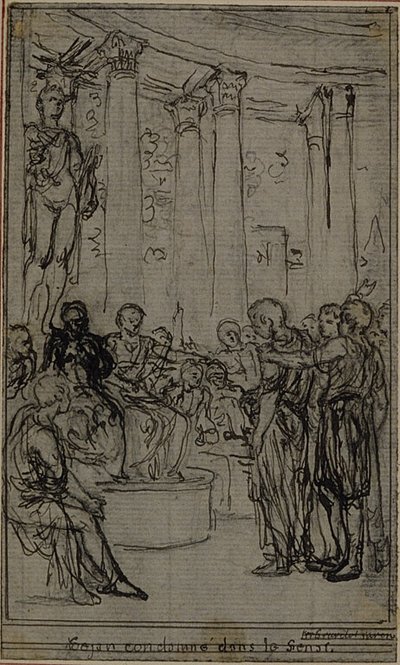 Studium do ilustracji w Tacyt "Tiberius, or The Six First Books of Annals", Księga V, tom 3, 1. studium autorstwa Hubert Francois Gravelot
