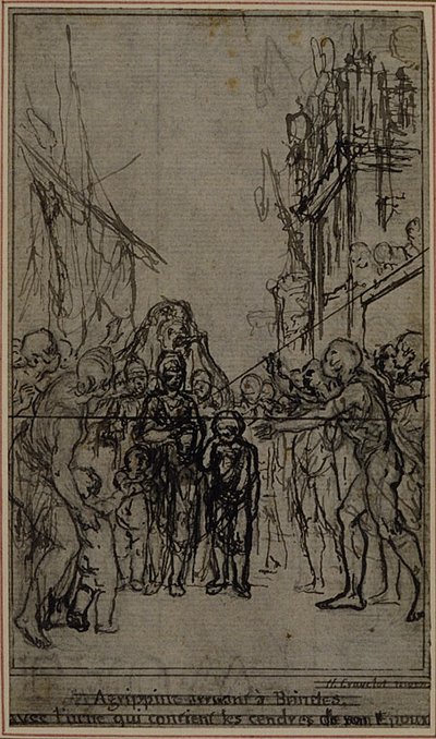 Studium do ilustracji w Tacyt "Tiberius, or The Six First Books of Annals", Księga III, tom 2, 1. studium autorstwa Hubert Francois Gravelot