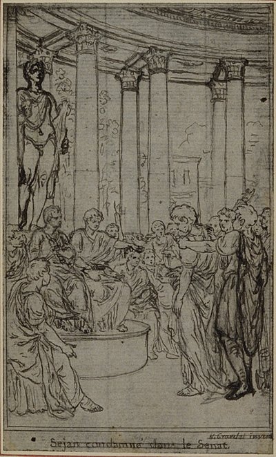Studium do ilustracji w Tacyt "Tiberius, or The Six First Books of Annals", księga V, tom 3, 2. studium autorstwa Hubert Francois Gravelot