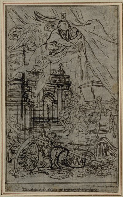 Studium do winiety-frontispiece z "De la Nature des Choses" Lukrecjusza, Księga III autorstwa Hubert Francois Gravelot
