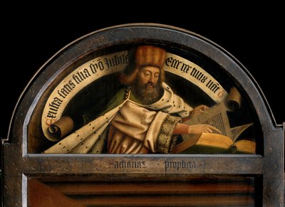 Prorok Zachariasz, z zewnątrz lewego skrzydła Ołtarza Gandawskiego autorstwa Hubert & Jan van (1390 1441) Eyck