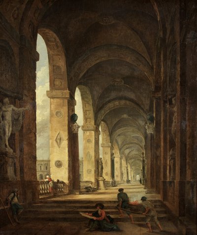 Kaprys architektury rzymskiej, ok. 1775 (olej na płótnie) autorstwa Hubert Robert