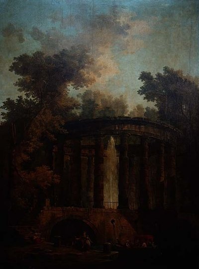 Capriccio fontanny w okrągłej kolumnadzie autorstwa Hubert Robert