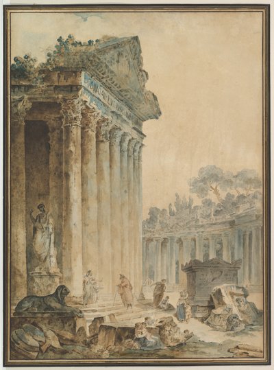 Capriccio ze starożytną świątynią autorstwa Hubert Robert