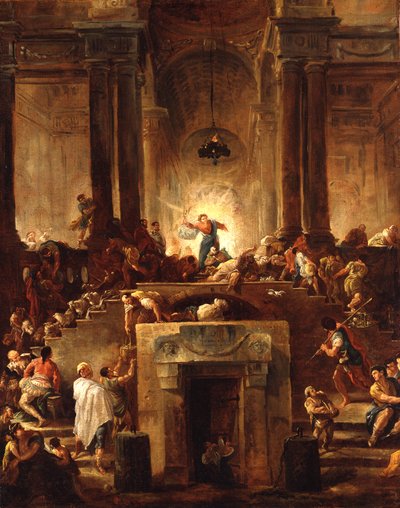 Chrystus wypędza przekupniów ze świątyni autorstwa Hubert Robert