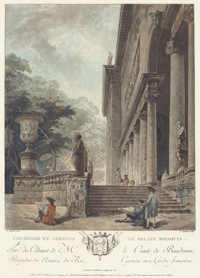Kolumnada i ogrody pałacu Medyceuszy autorstwa Hubert Robert