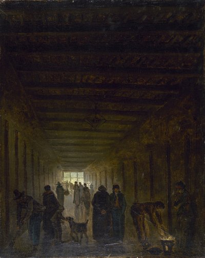 Korytarz więzienia Saint-Lazare, ok. godz. 1793. autorstwa Hubert Robert