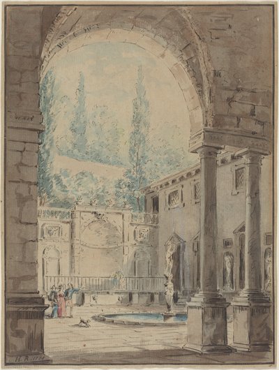 Dziedziniec willi Pliniana autorstwa Hubert Robert