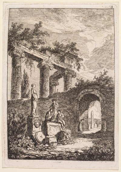 Wieczory w Rzymie: Statua przed ruinami autorstwa Hubert Robert