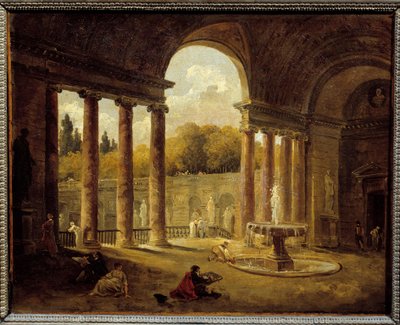 Fontanna pod portykiem. Obraz Huberta Roberta (1733-1808) autorstwa Hubert Robert