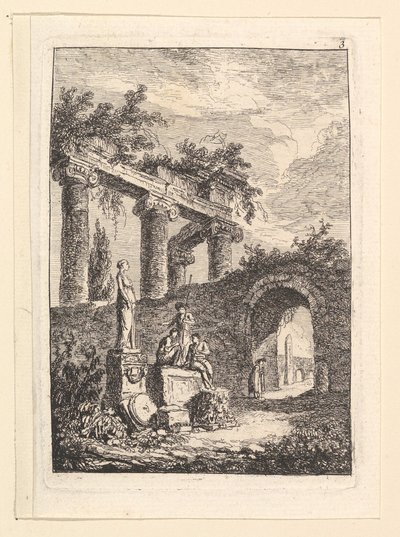 Statua przed ruinami.n.d. autorstwa Hubert Robert