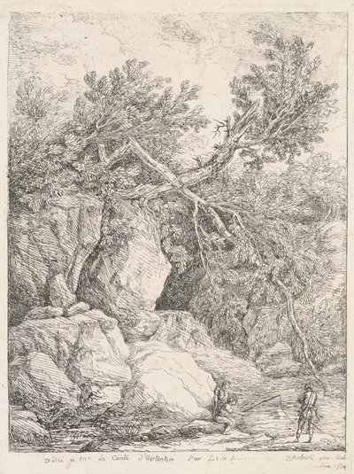 Krajobraz ze zwalonym drzewem autorstwa Hubert Robert