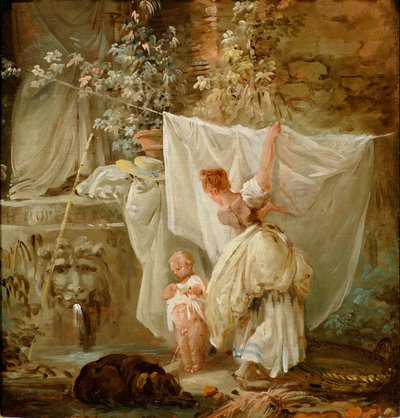 Pralniczka i dziecko autorstwa Hubert Robert