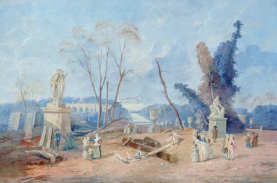 Zielony dywan wersalski (gwasz i toaleta na papierze) autorstwa Hubert Robert