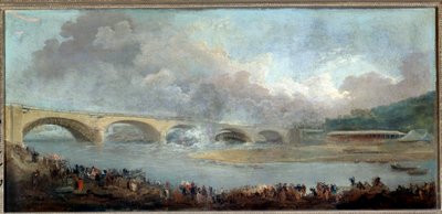 Upadek mostu Neuilly 22.09.1772 r. Obraz Huberta Roberta (1733-1808) 1772 r. nd. 1,13x1,95m Paryż, Muzeum Carnavalet autorstwa Hubert Robert