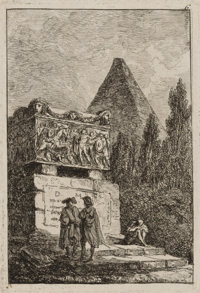 Tablica szósta z Wieczorów w Rzymie, 1763-64 autorstwa Hubert Robert