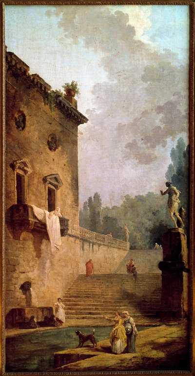 Ruiny portyku z umywalnią Obraz Huberta Roberta (1733-1808) XVIII-wieczne Musee du chateau de Maisons Laffitte (Maisons-Laffitte) autorstwa Hubert Robert