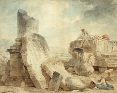 Ruiny z postaciami autorstwa Hubert Robert
