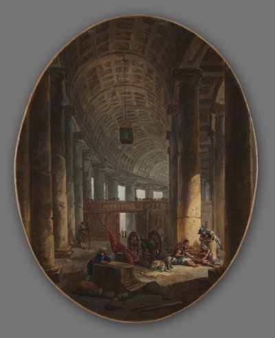 Kolumnada św. Piotra w Rzymie podczas konklawe, ok. 1769. autorstwa Hubert Robert