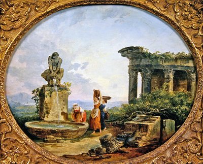 Fontanna (olej na płótnie) autorstwa Hubert Robert