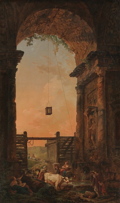 Powrót bydła, ca. 1773-75. autorstwa Hubert Robert